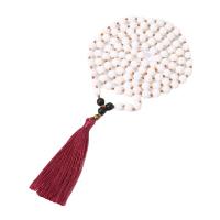 Fashion Fringe Necklace White Porcelain with Knot Cord & Black Agate & Zinc Alloy Tassel gold color plated vintage & fashion jewelry & Unisex mixed colors 6mm Approx Sold By Strand
