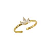 Cubic Zirconia Stainless Steel Finger Ring 304 Stainless Steel 18K gold plated fashion jewelry & micro pave cubic zirconia & for woman golden Sold By PC