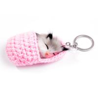 Fur Ball Pom Pom Keychain Plush with Zinc Alloy Cat cute & for woman 14cm Sold By PC
