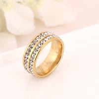 Rhinestone Stainless Steel Finger Ring 304 Stainless Steel Donut Galvanic plating fashion jewelry & Unisex & with rhinestone Inner mm Sold By PC