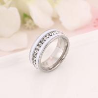 Rhinestone Stainless Steel Finger Ring 304 Stainless Steel Donut Galvanic plating fashion jewelry & Unisex & with rhinestone Inner mm Sold By PC