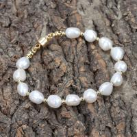 Brass Bracelet & Bangle with Magnet & Freshwater Pearl fashion jewelry & for woman nickel lead & cadmium free Length Approx 16 cm Sold By Pair