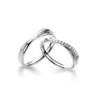 925 Sterling Silver Couple Ring 2 pieces & Korean style & for couple & with rhinestone silver color US Ring .5-13 Sold By Set