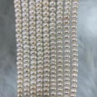 Přírodní sladkovodní perly perlí, Sladkovodní Pearl, Flat Round, DIY, bílý, 5-6mm, Prodáno za Cca 37 cm Strand