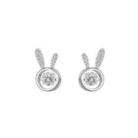 Cubic Zirconia Micro Pave Sterling Silver Earring 925 Sterling Silver Rabbit fashion jewelry & micro pave cubic zirconia & for woman nickel lead & cadmium free Sold By Pair