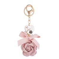 Zinc Alloy Key Clasp with Cloth & Plastic Pearl Rose gold color plated for woman & enamel nickel lead & cadmium free Sold By PC