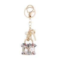 Zinklegierung Schlüssel Verschluss, mit Stoff & Kunststoff Perlen, Türschloss, goldfarben plattiert, für Frau, keine, frei von Nickel, Blei & Kadmium, 48x140mm, verkauft von PC
