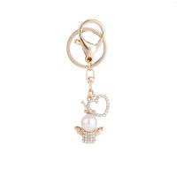 Zinklegierung Schlüssel Verschluss, mit Kunststoff Perlen, goldfarben plattiert, für Frau & mit Strass, frei von Nickel, Blei & Kadmium, 36x100mm, verkauft von PC