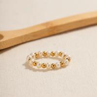 Rostfritt stål Fingerringar, 304 rostfritt stål, med Freshwater Pearl, 18K guldpläterad, mode smycken & för kvinna, nickel, bly och kadmium gratis, Säljs av PC