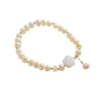 Sötvatten odlade Pearl Bracelet, Freshwater Pearl, med Shell, handgjord, mode smycken & för kvinna, två olikfärgade, Såld Per Ca 20 cm Strand