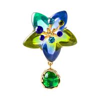 Zinc Alloy Brooches with Lampwork Flower gold color plated vintage & fashion jewelry & for woman & with rhinestone mixed colors nickel lead & cadmium free Sold By PC