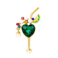 Zinc Alloy Brooches with Crystal & Plastic Pearl Cup gold color plated vintage & fashion jewelry & Unisex & enamel & with rhinestone mixed colors nickel lead & cadmium free Sold By PC