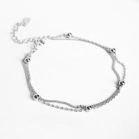 925 Sterling Silver Bangle Bracelet, with 1.38inch extender chain, Double Layer & fashion jewelry & Unisex, nickel, lead & cadmium free, Length:Approx 6.1 Inch, Sold By PC