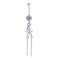 Brass Belly Ring   fashion jewelry & micro pave cubic zirconia & for woman nickel lead & cadmium free 63mm Sold By PC