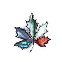 Zinc Alloy Brooches with Abalone Shell Maple Leaf antique silver color plated Unisex nickel lead & cadmium free Sold By PC