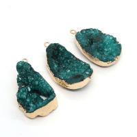 Agate Jewelry Pendants Ice Quartz Agate irregular gold color plated DIY green x34- Sold By PC