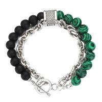Zinc Alloy Bracelet with Gemstone fashion jewelry & for man nickel lead & cadmium free Length Approx 18 cm Sold By PC