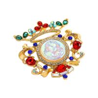 Zinc Alloy Brooches gold color plated fashion jewelry & Unisex & with rhinestone & hollow mixed colors nickel lead & cadmium free Sold By PC