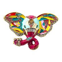 Zinc Alloy Brooches Elephant gold color plated vintage & fashion jewelry & Unisex & enamel & with rhinestone mixed colors nickel lead & cadmium free Sold By PC