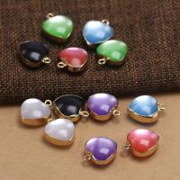 Zinc Alloy Heart Pendants with Cats Eye gold color plated DIY nickel lead & cadmium free Approx Sold By Bag