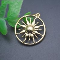 Brass Jewelry Pendants, Sun, gold color plated, DIY & hollow, nickel, lead & cadmium free, 24x25mm, Sold By PC