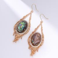 Zinc Alloy Drop Earrings with Abalone Shell Teardrop gold color plated fashion jewelry & micro pave cubic zirconia & for woman & hollow mixed colors nickel lead & cadmium free Sold By Pair