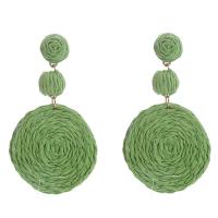 Earring Jewelry Rafidah Grass with Zinc Alloy Round handmade fashion jewelry & for woman Sold By Pair
