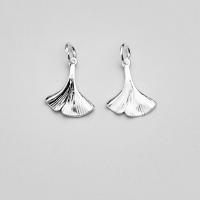 925 Sterling Silver Pendant Ginkgo Leaf Antique finish DIY Sold By PC