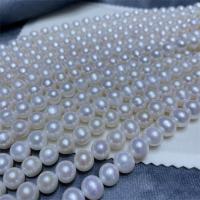 Přírodní sladkovodní perly perlí, Sladkovodní Pearl, Mírně kulaté, DIY, bílý, 10-11mm, Prodáno za Cca 40 cm Strand