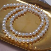Brambor pěstované sladkovodní perle, Sladkovodní Pearl, DIY, bílý, 5-6mm, Otvor:Cca 0.7mm, Prodáno za Cca 40 cm Strand