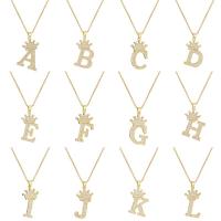 Zinc Alloy Alphabet and number Pendants Alphabet Letter gold color plated fashion jewelry & micro pave cubic zirconia & for woman golden 35mm Length 61.5 cm Sold By PC