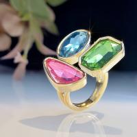 Zinc Alloy Finger Ring with Crystal gold color plated vintage & fashion jewelry & Unisex mixed colors nickel lead & cadmium free Inner Approx 18mm Sold By PC