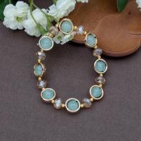 Zinc Alloy Bracelet with Crystal & Lampwork plated fashion jewelry nickel lead & cadmium free Length 21 cm Sold By PC