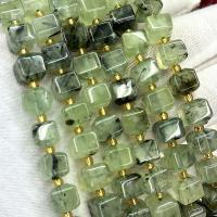 Gemstone Smycken Pärlor, Prehnite, Square, DIY & fasetterad, grön, 8mm, Såld Per Ca 39 cm Strand