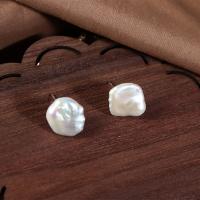 Kolczyki z pereł słodkowodnych, Perła naturalna słodkowodna, biżuteria moda & dla kobiety, biały, 11-12mm, sprzedane przez para