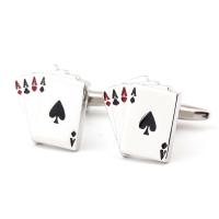 Gemelos, metal, Poker, chapado en color de plata, 2 piezas & para hombre, libre de níquel, plomo & cadmio, 19x18mm, Vendido por Set