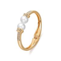 Zinc Alloy Bangle with Plastic Pearl plated fashion jewelry & for woman & with rhinestone 70*6*14mm Sold By PC