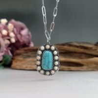 Zinc Alloy Jewelry Necklace with Turquoise with 5cm extender chain antique silver color plated vintage & fashion jewelry & for woman mixed colors nickel lead & cadmium free Length Approx 45 cm Sold By PC