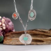 Zinc Alloy Jewelry Necklace with Glass with 5cm extender chain antique silver color plated vintage & fashion jewelry & for woman mixed colors nickel lead & cadmium free Length Approx 45 cm Sold By PC