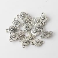 Flower Tibetan Style Connector, Flat Round, silver color plated, vintage & DIY & 1/1 loop, nickel, lead & cadmium free, 15x9mm, Approx 100PCs/Bag, Sold By Bag
