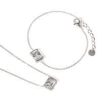 Fashion Stainless Steel Jewelry Sets 304 Stainless Steel with 1.38inch 1.97inch extender chain & micro pave cubic zirconia & for woman Sold Per Approx 6.69 Inch Approx 16.54 Inch Strand
