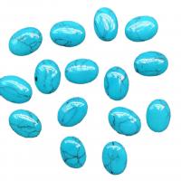 Gemstone Cabochons, Syntetisk Turkis, Oval, du kan DIY, blå, 12x16mm, 100pc'er/Bag, Solgt af Bag