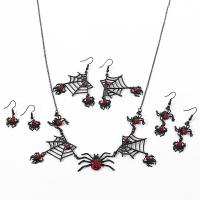 Zinc Alloy Jewelry Set Spider plated Unisex & Halloween Jewelry Gift & with rhinestone black Sold By PC
