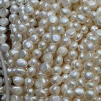 Koraliki Keishi z hodowlanych pereł słodkowodnych, Perła naturalna słodkowodna, DIY, biały, 6-7mm, sprzedawane na około 37 cm Strand