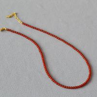 Agate Necklace Red Agate with Brass with 5cm extender chain handmade fashion jewelry & for woman red Length Approx 39 cm Sold By PC