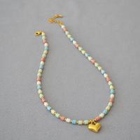 Fashion Necklace Jewelry Porcelain with Brass with 5cm extender chain 18K gold plated fashion jewelry & for woman Length Approx 39 cm Sold By PC