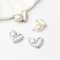 Zinklegierung Herz Anhänger, mit Kunststoff Perlen, plattiert, DIY, keine, frei von Nickel, Blei & Kadmium, 20x19mm, ca. 100PCs/Tasche, verkauft von Tasche