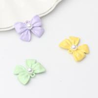 Zinc Alloy Bowknot Pendants with Plastic Pearl plated DIY & enamel nickel lead & cadmium free Approx Sold By Bag