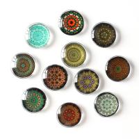 Glass Cabochons Flat Round time gem jewelry & mixed pattern & DIY  Sold By PC