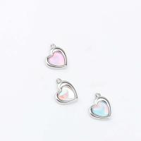 Zinc Alloy Heart Pendants with Cubic Zirconia silver color plated DIY nickel lead & cadmium free Approx Sold By Bag